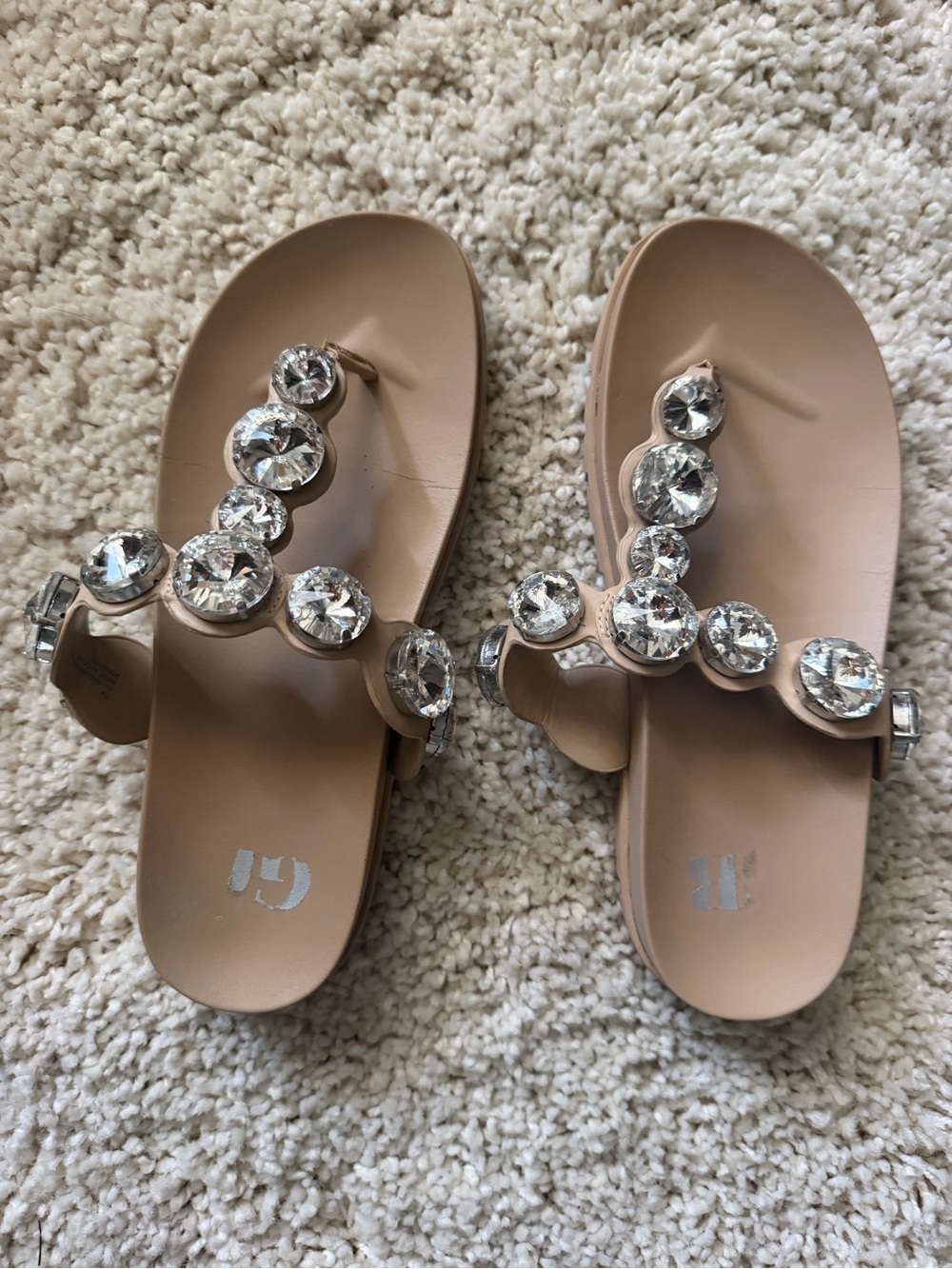 Gianni Bini Nude Crystal-Embellished Toe-Post Sandals - Picture 2 of 2